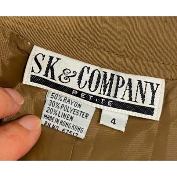 SK & Company Brown Vintage 90’s Linen Blend Pencil Skirt, Petite Size 4 - Picture 11 of 11